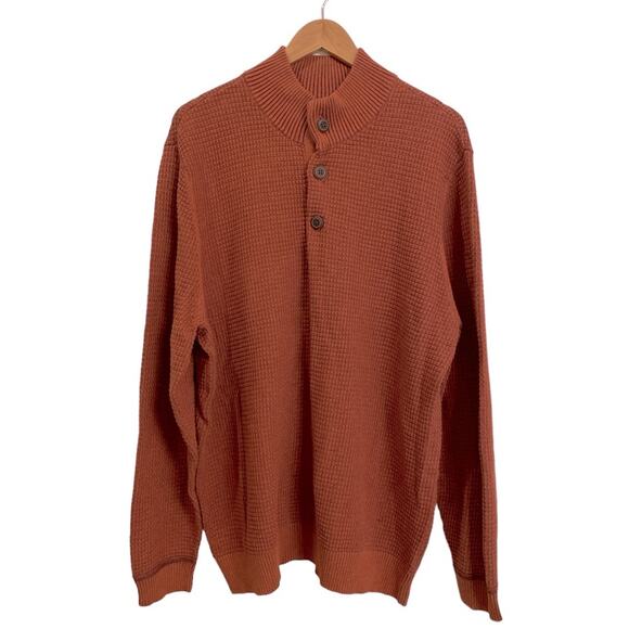 G.H. Bass Rust Waffle Weave Mock Neck Pullover Size XXL - Picture 1 of 5